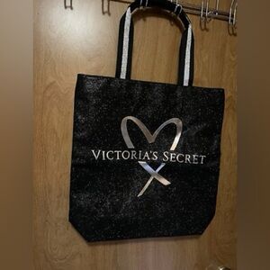 NWT Victoria's Secret Black and Silver Glitter Tote